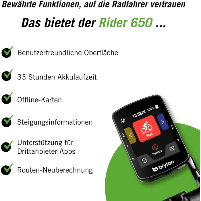 Велокомп'ютер Bryton Rider 650 E, 2.8 дюйма, ANT/BLE, Електроніка/Пластик, Чорний