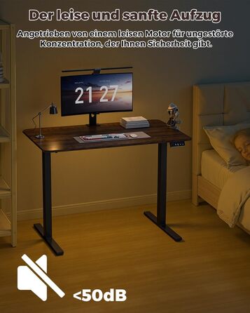 Стіл з регульованою висотою, 120 x 60 см, пам&39ять налаштувань висоти з 2 режимами, легке складання, для домашнього офісу, навчання та ігор, вінтажно-коричневий