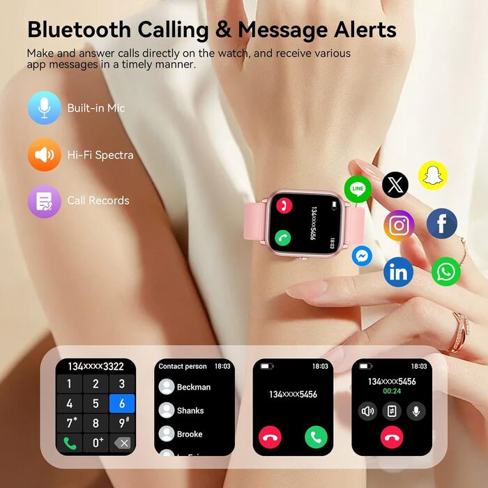 Розумний годинник для чоловіків та жінок, 1,83-дюймовий сенсорний HD-екран, 20-денний час роботи від батареї, фітнес-годинник з пульсометром, монітором сну, крокоміром, функцією Bluetooth-дзвінків, 112 спортивних режимів, водонепроникність IP68, iOS/Andro