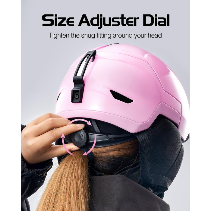 Унісекс-лижний шолом Odoland, шолом для сноуборду для чоловіків та жінок, юніорський розмір, оптимальний захист, система вентиляції, регульований розмір, сніговий шолом для дорослих для катання на лижах/сноуборді, розмір M (55-59 см), градієнтний рожевий