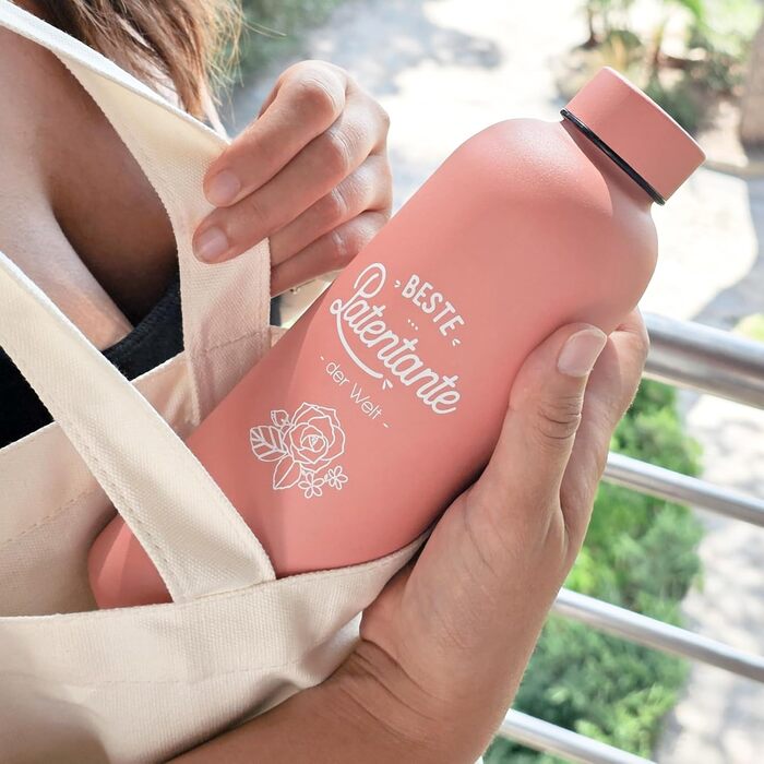 Подарункова термопляшка Manahia Godmother - Найкраща хрещена мати у світі - Термос з нержавіючої сталі 500 мл рожевого кольору - Ідея подарунка на хрестини, день народження та Різдво - У комплекті подарункова коробка