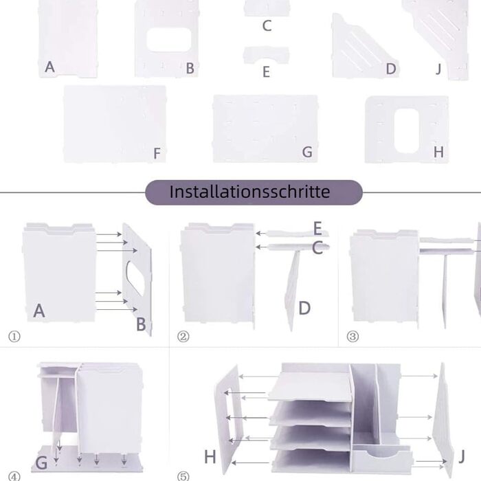 Настільний органайзер, Штабелювані лотки для листів (A4), Стоячий органайзер для документів для офісу, Органайзер для документів для столу, Зберігання документів A4, Офісне приладдя (White-a)