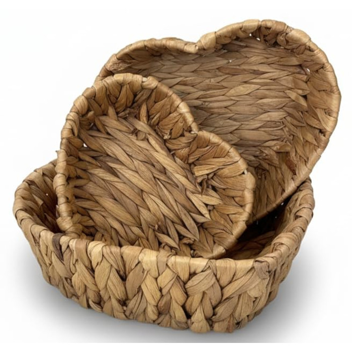 Набір із 3 порожніх подарункових кошиків у формі серця Декоративні подарункові кошики з міцного матеріалу, ідеально підходять для подарунків, зберігання та декорування.