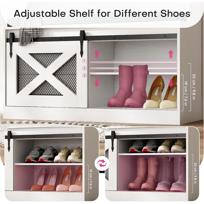 Вішалка для верхнього одягу Roomark, 6 в 1 з підставкою для взуття та 6 гачками, вішалка для передпокою з 3 верхніми полицями, під