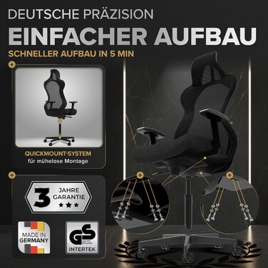 Ергономічне ігрове крісло Запатентоване 3D-з&39єднання сидіння Ігрове крісло на 100 індивідуально регульоване Ігрове крісло Геймерське крісло Комп&39ютерне крісло Крісло для ПК Обертове крісло Підтримка 150 кг Офісне крісло Чорний Tribun