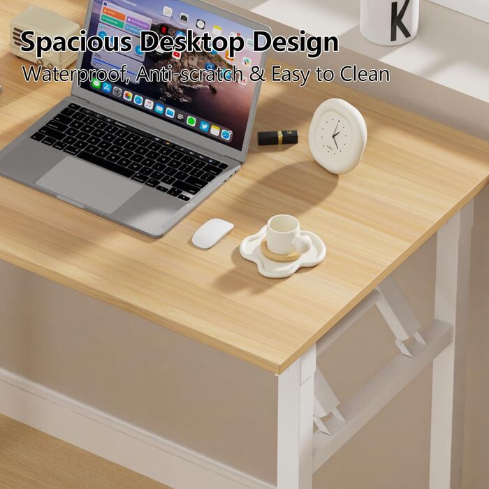 Складаний стіл 100x50x76 см з 2 розетками змінного струму та 2 портами зарядки USB, складаний комп&39ютерний стіл, стіл для ПК, офісний стіл, складаний стіл, для дому, дерево 100 см x 50 см