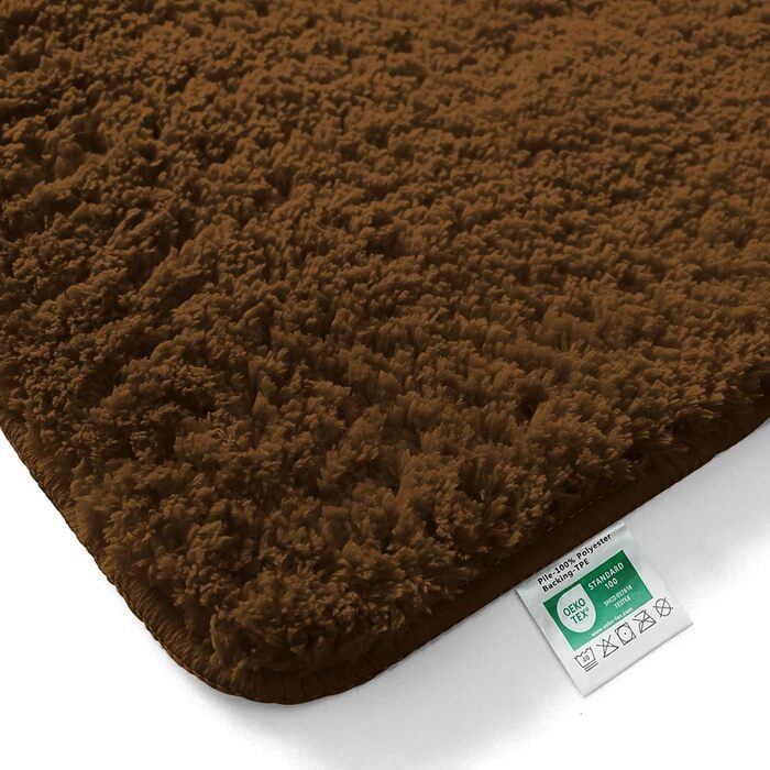 Килимок для ванної casa pura коричневий м'який, пухнастий килимок для ванної кімнати в кошлатому вигляді, килимок для ванни нековз