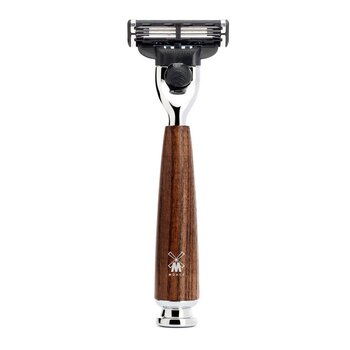 Волога бритва MHLE - серія Rytmo - сумісна з лезами Gillette - темний ясен