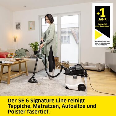 Миючий пилосос Krcher SE 6 Signature Line, шланг для розпилення 2-в-1, бак для чистої води 4 л, бак для брудної води 4 л, насадка