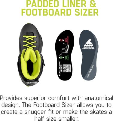 Чоловічі міські роликові ковзани Rollerblade Lightning, чорно-лаймові, чорний/білий 13