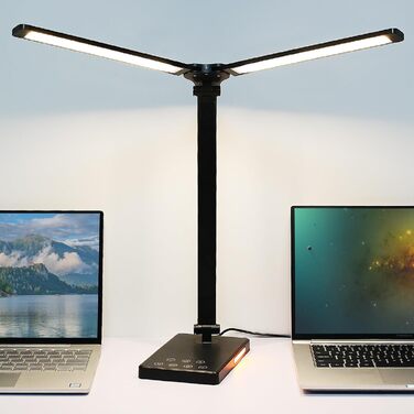 Світлодіодна настільна лампа iVict Dual Arm з нічником, сенсорним керуванням, 5 режимами освітлення, функцією заряджання USB, тайм