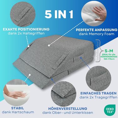 Регульована по висоті подушка для підняття ніг подушка для підняття ніг розмірів S-M та L-XL клиноподібна подушка з піною з ефектом памяті подушка для ніг для розслаблення та підтримки втомлених ніг клиноподібна подушка S-M