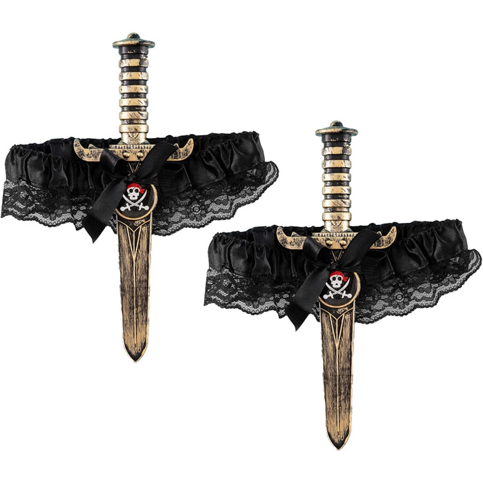 Набір із 2 предметів для підв&39язок на Хелловін, костюм пірата для жінок, підв&39язка для ніг у формі піратського кинджала, для косплею, вечірок на Хелловін, заходів у піратському стилі, чорний, один розмір