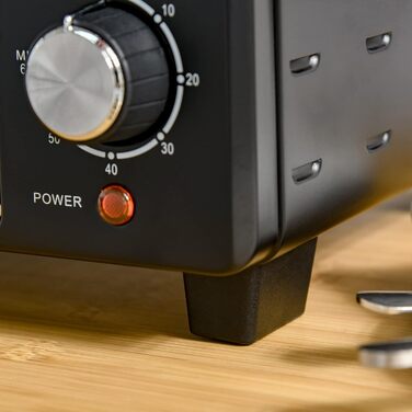 Міні-піч HOMCOM 21 л з 1 решіткою та 1 деком для випікання 3 режими приготування 100C-230C з регульованою температурою Міні-піч для піци 1400 Вт з решіткою для гриля Нержавіюча сталь Скло ЧорнийСріблястий