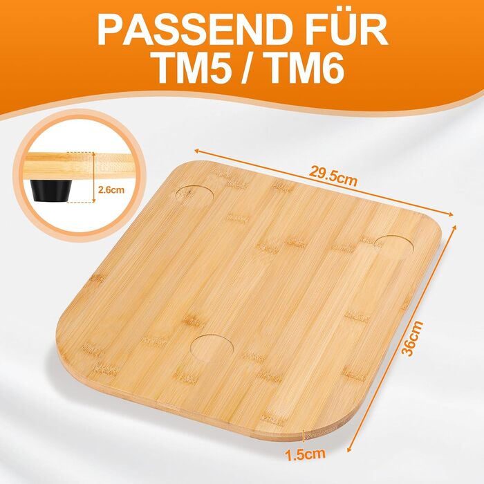 Розсувна дошка MUUKAIII для Thermomix TM6 TM5, швидкопереміщена рухома дошка для кухонного комбайна Thermomix Vorwerk TM6 TM5 Аксесуари Pad Board, розсувна дошка з бамбукового дерева