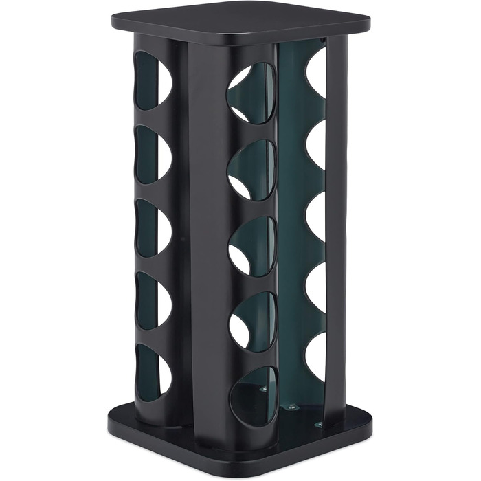 Карусель для спецій Relaxdays з 20 баночками для спецій, включаючи вставку-шейкер, обертова, багаторазова підставка для спецій для кухні, чорна