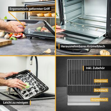 Літрів, 1600 Вт міні-піч для піци з внутрішнім освітленням і конвекцією, подвійні скляні дверцята, таймер Міні-піч Піч для піци знімний піддон для крихт освітлення варильної камери 35 л Аналогічні, 35