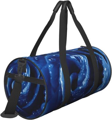 Спортивна сумка, дорожня сумка, красива блакитна троянда, ілюстративний принт, сумка для подорожей на ніч, чорна, універсальний розмір, сумка для подорожей