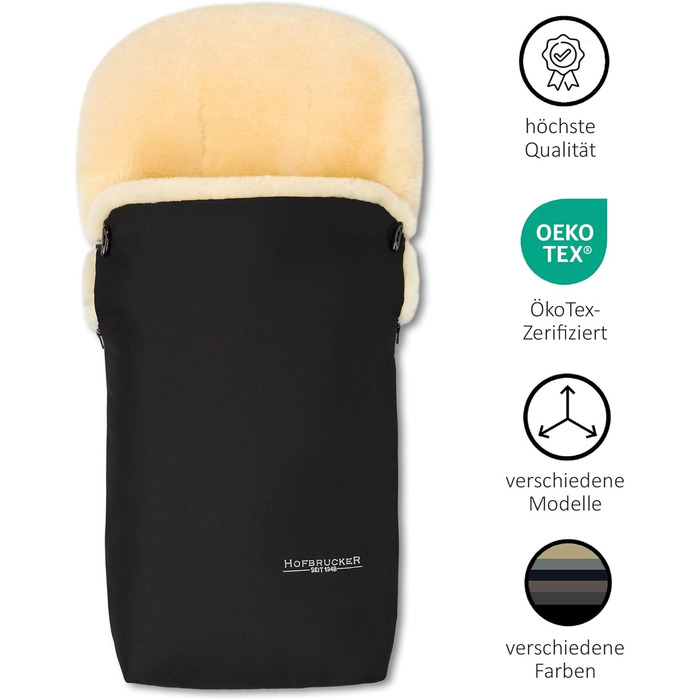 Муфта для ніг Hofbrucker з овечої шкіри Putzi для коляски, баггі/зимова муфта для ніг вітро- та водовідштовхувальна/тепла муфта дл
