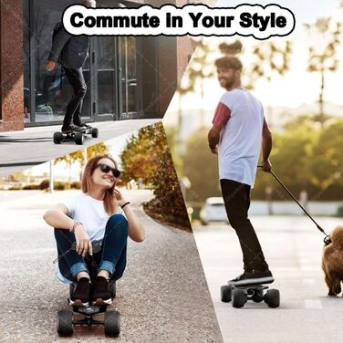 Електричний скейтборд з пультом дистанційного керування, водонепроникний лонгборд, 7-шаровий клен, запас ходу 15 км, максимальна швидкість 25 км/год, лонгборд для початківців C