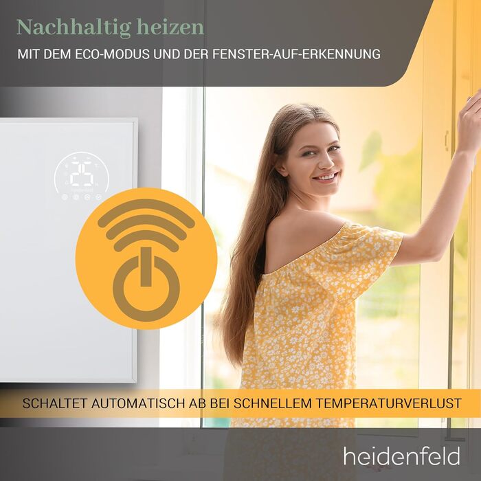 Інфрачервоний обігрівач Heidenfeld HF-HP140 800 Вт для площі до 20 м 3-в-1 керування через додаток Дистанційне керування Сенсорна панель керування Портативний електричний обігрівач Інфрачервоний радіатор з термостатом (HF-HP140 800 Вт)