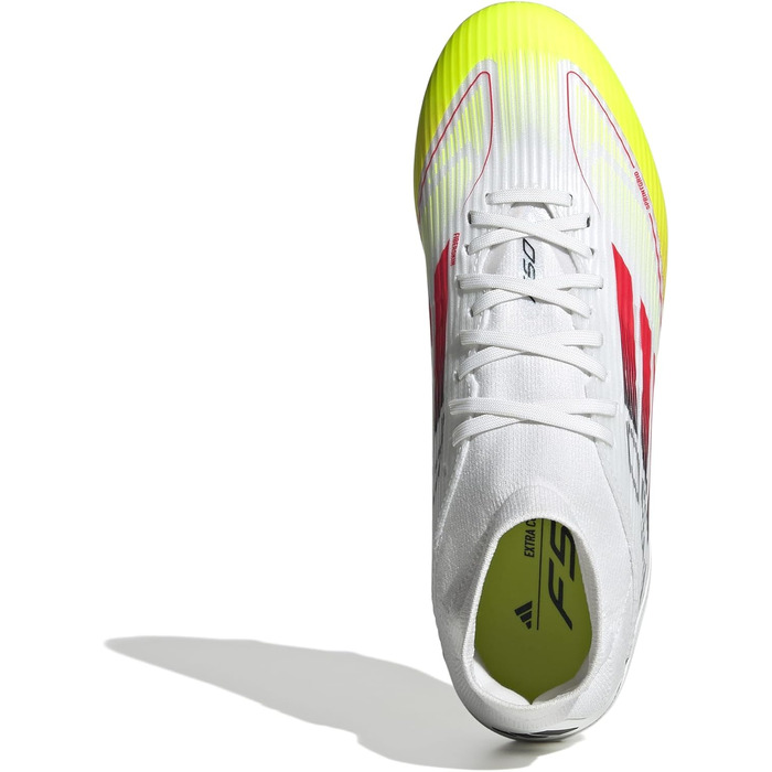 Футбольні бутси adidas F50 League Mid FG/MG, жіночі, колір 39 1/3, колір Cloud White, яскраво-червоний, сонячно-жовтий
