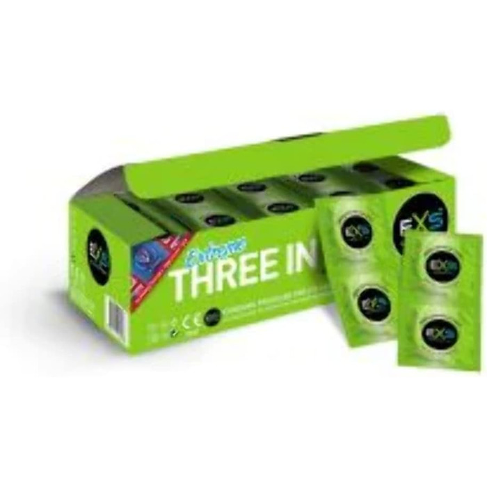 Презервативи EXS тонкі, але міцні, шовковисті латексні презервативи з ребрами та шипами 3 в одному 144 шт., 520 г