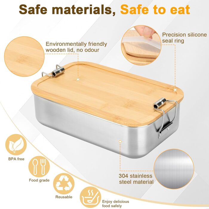 Ланчбокс Cozary з нержавіючої сталі, 1000 мл, для дорослих, з роздільниками, без BPA, герметичний бento-бокс з ущільнювачем для роботи, школи та пікніків