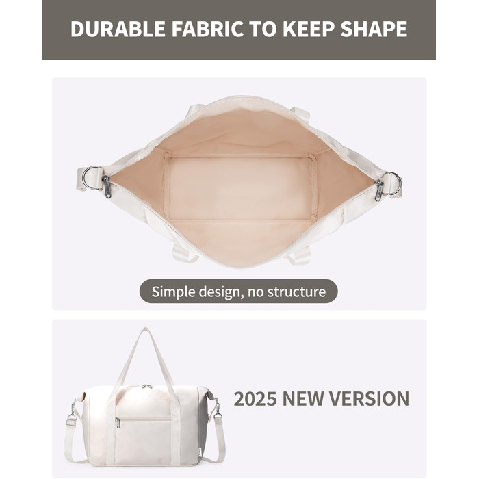 Ручна поклажа Narwey Ryanair 40x30x20 Дорожня сумка Сумка для ручної поклажі Спортивна сумка Водонепроникна сумка для вихідних у спортзал для жінок і чоловіків (бежева) A-beige Ryanair 40x30x20