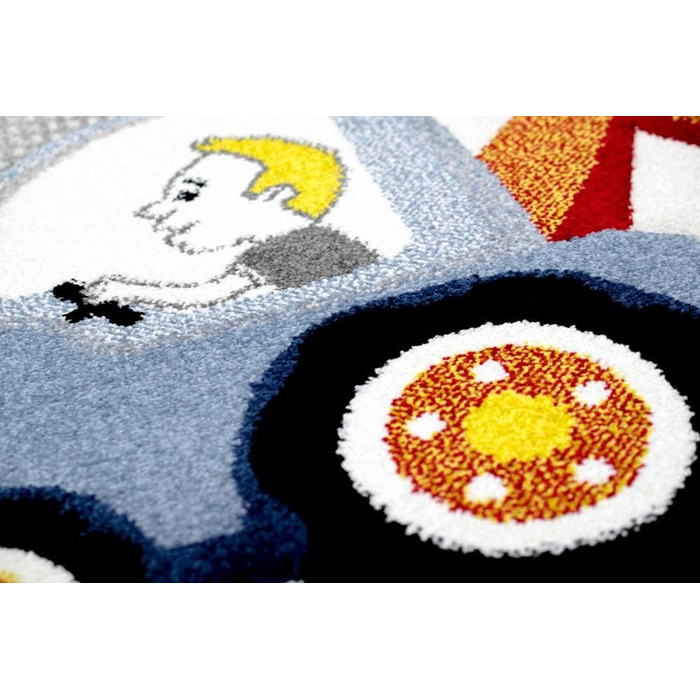 Ігровий килимок дитяча кімната будівельний майданчик дорожні знаки екскаватор кран кремовий сірий жовтий розмір 200 х 290 см