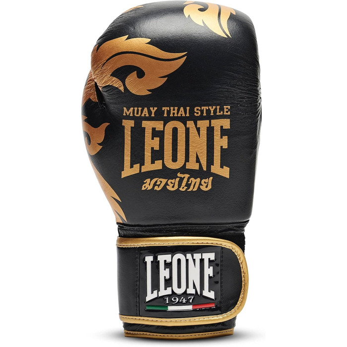 Боксерські рукавички LEONE 1947 для муай-тай, 14 унцій, чорні