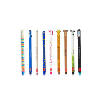 Універсальний набір з 9 гелевих ручок LEGAMI, що стираються, з новими дизайнами ручок-монстрів, у яких зображені акула, жираф, кролик, панда, лама, єдиноріг, пінгвін, плюшевий ведмедик та монстр.