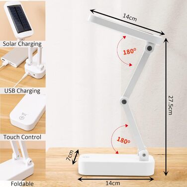 Світлодіодна сонячна настільна лампа Складна портативна портативна 24LED міні-сонячна настільна лампа для читання в приміщенні, приліжкові лампи для читання холодний білий