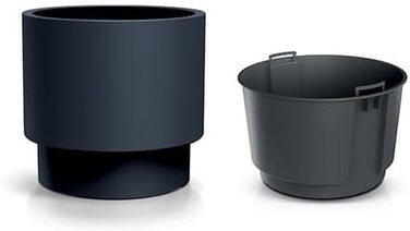 Великий вуличний горщик для квітів - Квітковий горщик із вставкою, Пластиковий квітковий горщик, Великий вуличний квітковий горщик, Горщик для квітів, для саду та балкону (MDBHEN, 30 см Антрацит) 30 см Антрацит Mdbhen