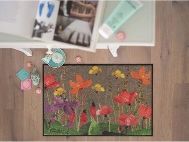 Килимок для входу Salonloewe Rosina Wachtmeister Ciclamini 050x075 см, барвисті квіти, килимок для дверей, що прається, 50 x 75 см (прямокутний)