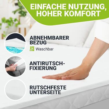 Наматрацник Juskys 180x200 см з піни з ефектом пам&39яті, 7 зон, ортопедичний та повітропроникний, висота 7 см, H2 - H3, чохол можна прати, наматрацник, наматрацник 180 x 200 см