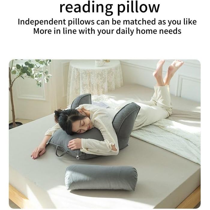 Подушка для читання зі знімним підголівником та бічною кишенею - подушка для крісла-ліжка з підлокітниками для підтримки попереку/шиї, ергономічна подушка для сидіння в ліжку, дивані, офісі (754050 см) (зелена)