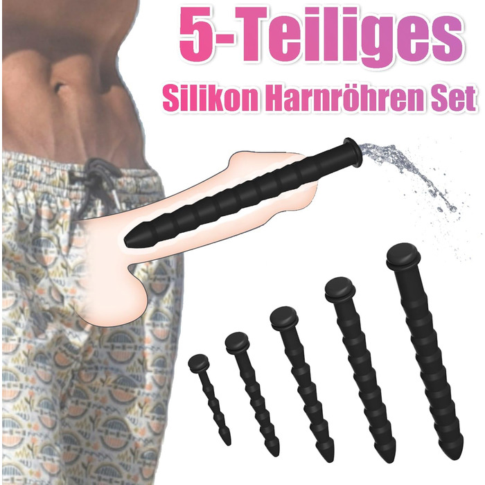 Набір силіконових уретральних дилататорів Sadodo, для чоловіків, стимуляція простати та мастурбація, 5 шт.