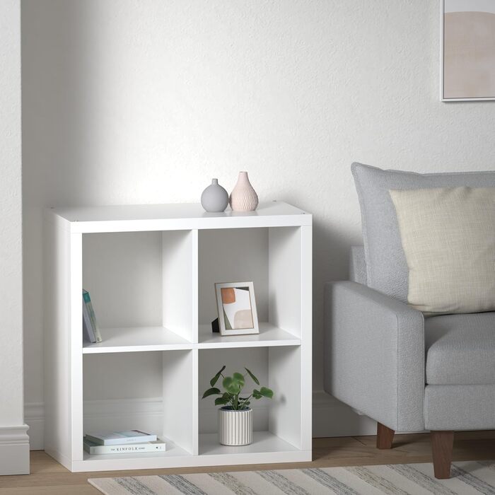 Полиця, книжкова шафа, настінна полиця, перегородка для кімнати IKEA Kallax білого кольору (77 x 77 см)