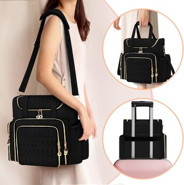 Мішечок для зберігання лаку для нігтів, двошаровий органайзер для 70 флаконів (до 15 мл), портативний мішечок для сушарок для нігтів, ламп для нігтів та аксесуарів для лаків - чорний