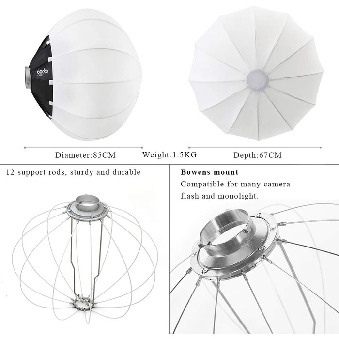 Глобус Софтбокс з кріпленням Bowens розширює сумісність зі світлодіодним світлом/студійним спалахом/спалахом, моно світлом та іншими (CS85D), 85
