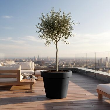 Пластиковий квітковий горщик Spetebo XXL антрацитового кольору - 58 см - круглий кашпо для використання в приміщенні та на вулиці - садовий квітковий горщик, кашпо, кашпо