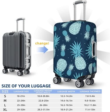 Чохол для валізи Ananas, міцний захист, підходить для багажу розміром 45.7-81.3 см, малий, Чорний