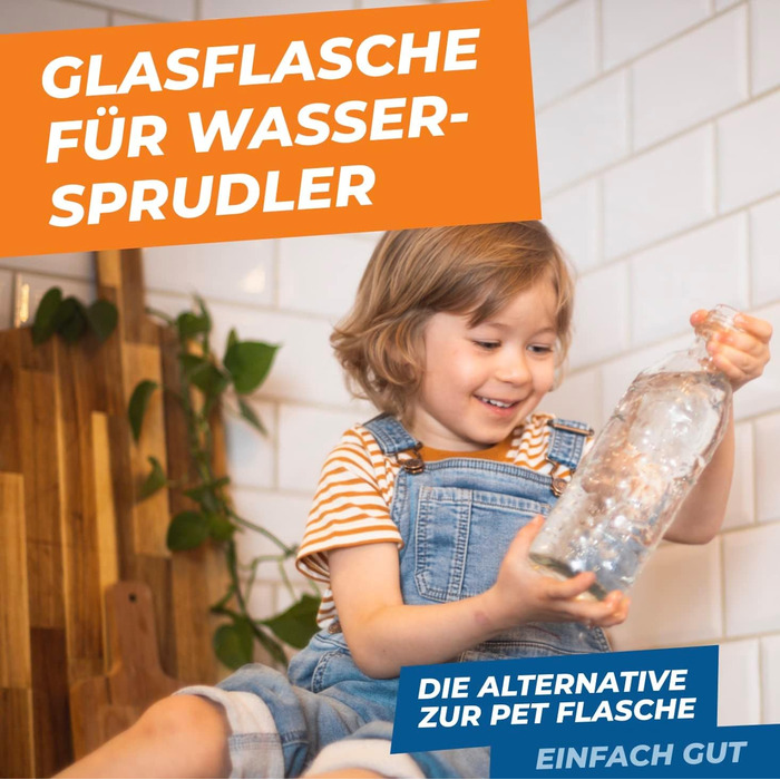 Скляна пляшка для виробників газованої води (SodaStream*, Aarke* та багато інших) 0,75 л в ретро образі Екологічна альтернатива.