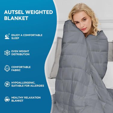 Обтяжена ковдра 9 кг 155x220 см, Обтяжена ковдра, Обтяжена ковдра для дорослих для глибокого сну, Важка ковдра, Антистресова терапевтична ковдра, Релаксаційна ковдра сірого кольору 155x220 см 9 кг