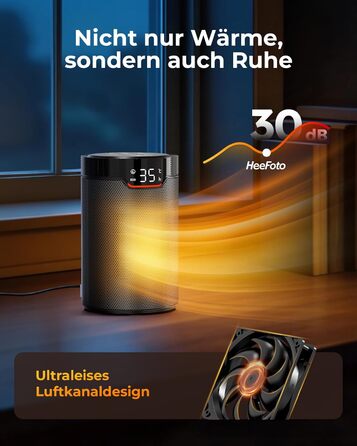 Енергозберігаючий вентилятор-обігрівач ПЕРЕМОЖЕЦЬ ТЕСТУ, 1500 Вт ECO вентилятор-обігрівач, тихий, 24-годинний таймер, невеликий вентилятор-обігрівач із захистом від перекидання та перегріву, чорний
