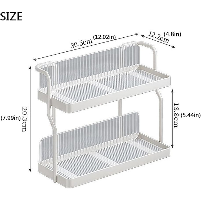 Кухня Металева акрилова чашка Стійка для зберігання, Стіл Спеції Приправа 2-х рівневий чайний сервіз для зберігання Органайзер для ванної кімнати (білий)