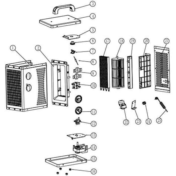 Електричний вентилятор-обігрівач ALLEGRA AB-H22 Електричний вентилятор-обігрівач потужністю 2 кВт з керамічним PTC, 3 швидкості (1400 Вт / 2000 Вт/вентилятор), термостат 030 C, IP24, 230 В компактний для майстерні, гаража та підвалу