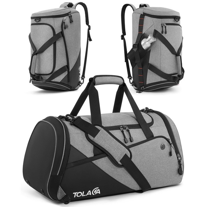 Великий спортивний рюкзак Tolaccea 47L з відділенням для взуття, відділенням для вологи, щотижневою дорожньою сумкою, спортивною сумкою, сумкою для фітнесу та тренувань для чоловіків та жінок, для тренажерного залу, подорожей, плавання, сауни, футболу (сі