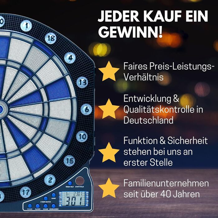 Найкращий спортивний електронний дартс Cambridge зі світлодіодним підсвічуванням цифр, автомат для дартсу з 6 дротиками, мішень для дартсу з блоком живлення, різнокольоровий, M, 2307449 Одинарний